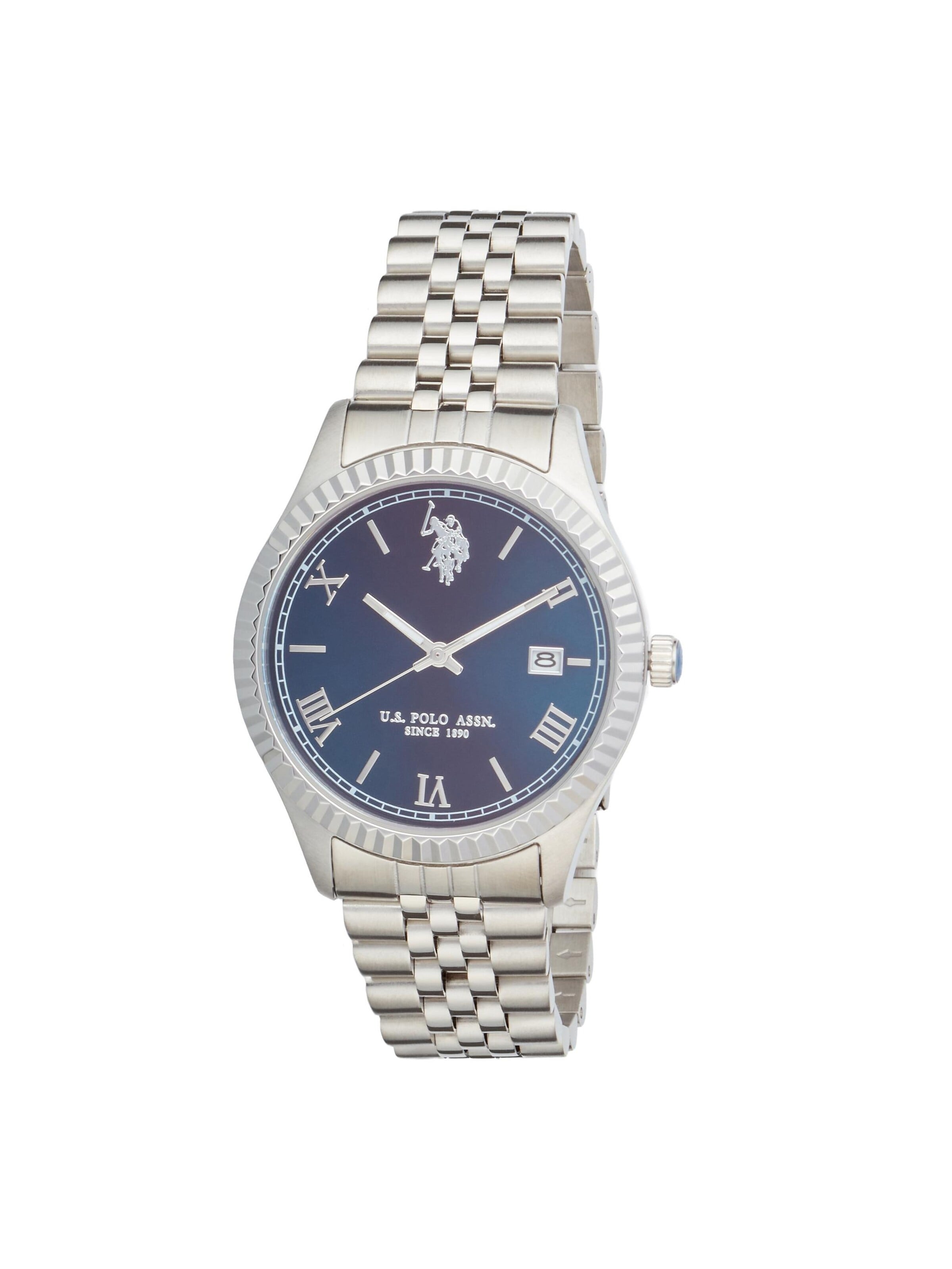 U.S. POLO ASSN. Analoog horloge 'Brandon Steel' in Blauw: voorkant