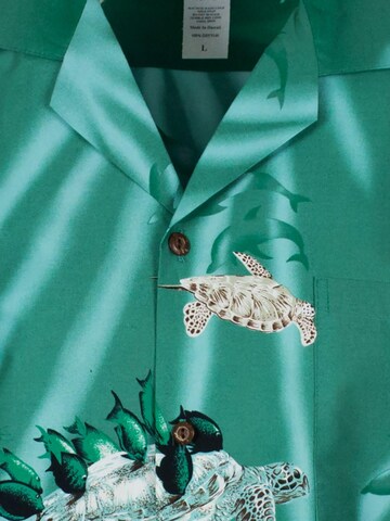 KY's Regular fit Button Up Shirt 'Turtle NEW' in Green