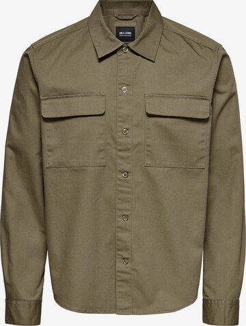 Coupe regular Chemise 'Matti' Only & Sons en vert : devant