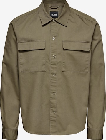 Coupe regular Chemise 'Matti' Only & Sons en vert : devant