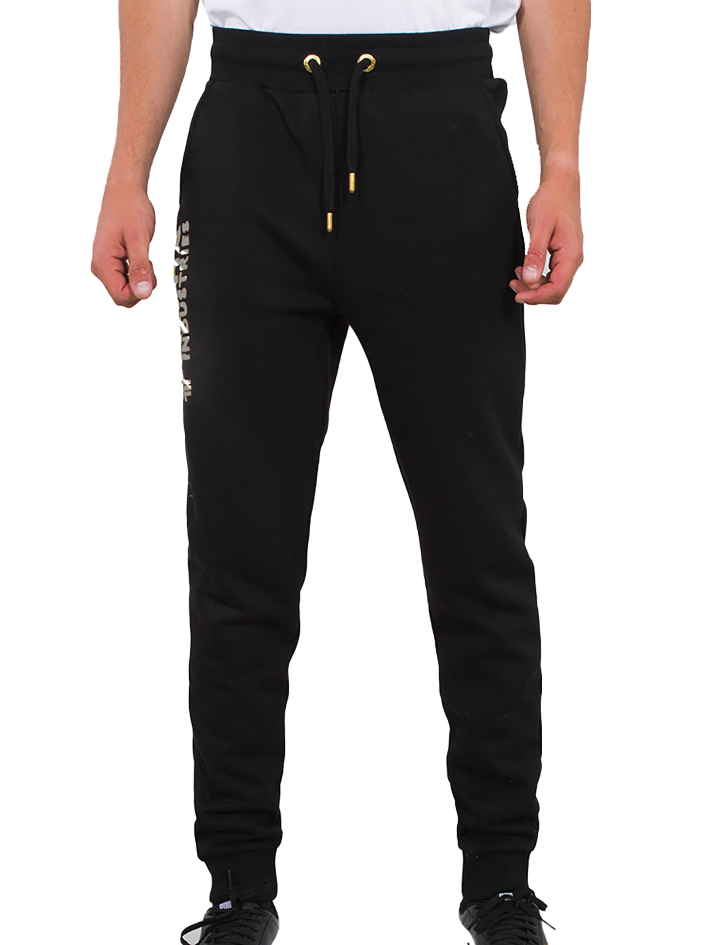 ALPHA INDUSTRIES Regular Pants 'Basic AI Foil Print' in Black: front