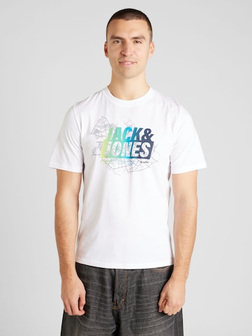 T-Shirt 'MAP SUMMER' JACK & JONES en blanc : devant