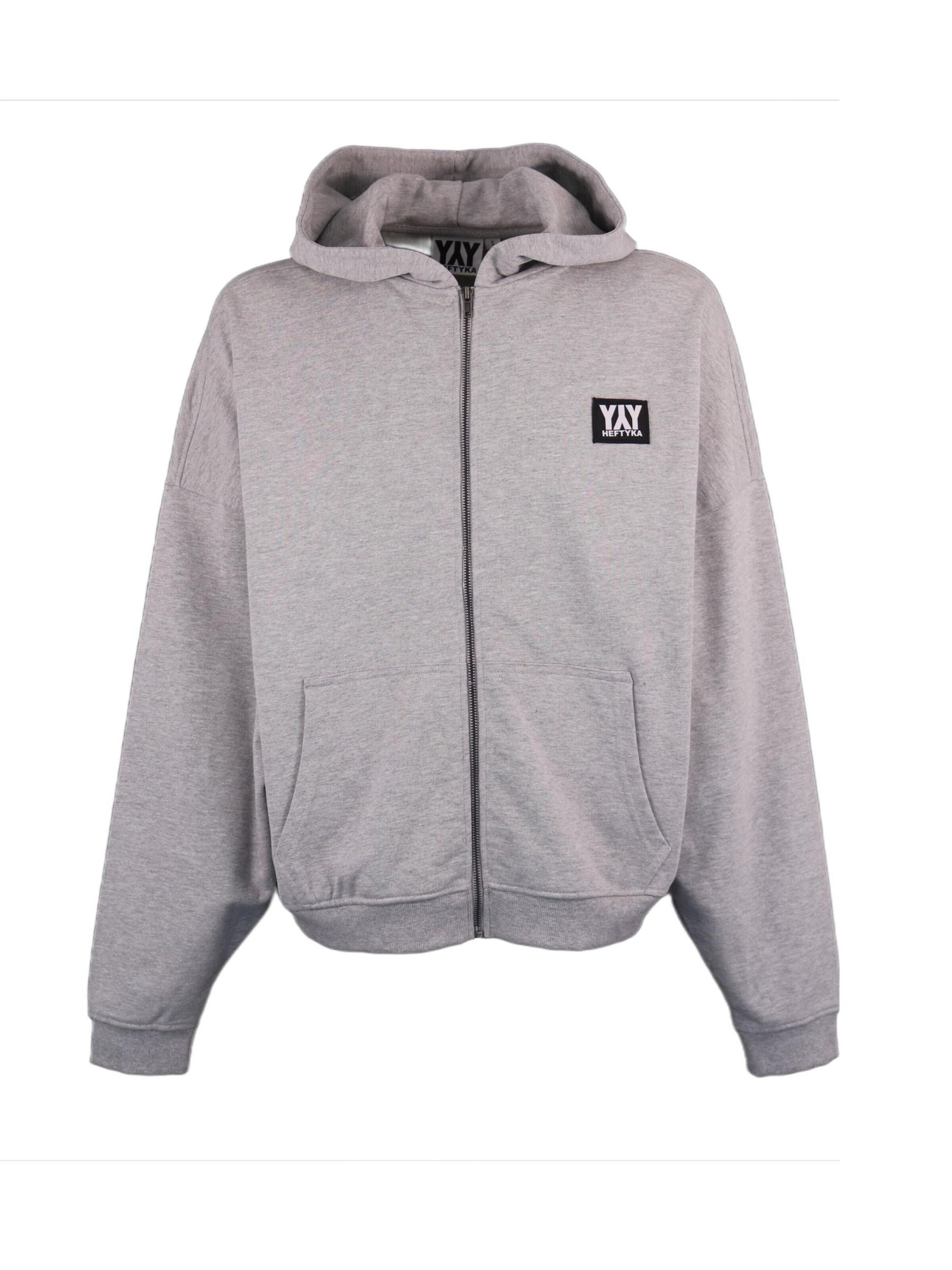 HEFTYKA Zip-Up Hoodie in Grey: front