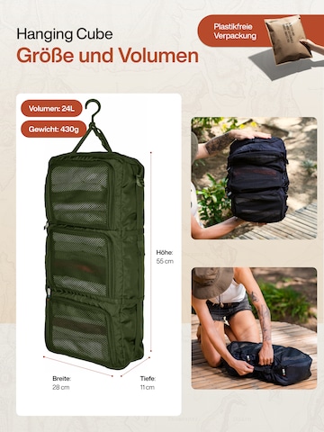 TRAVEL DUDE Matkakassi 'Hanging Packing Cube mit Kompression, Hängende Packwürfel für Rucksack und Koffer, Reise Regal in Schwarz' värissä vihreä