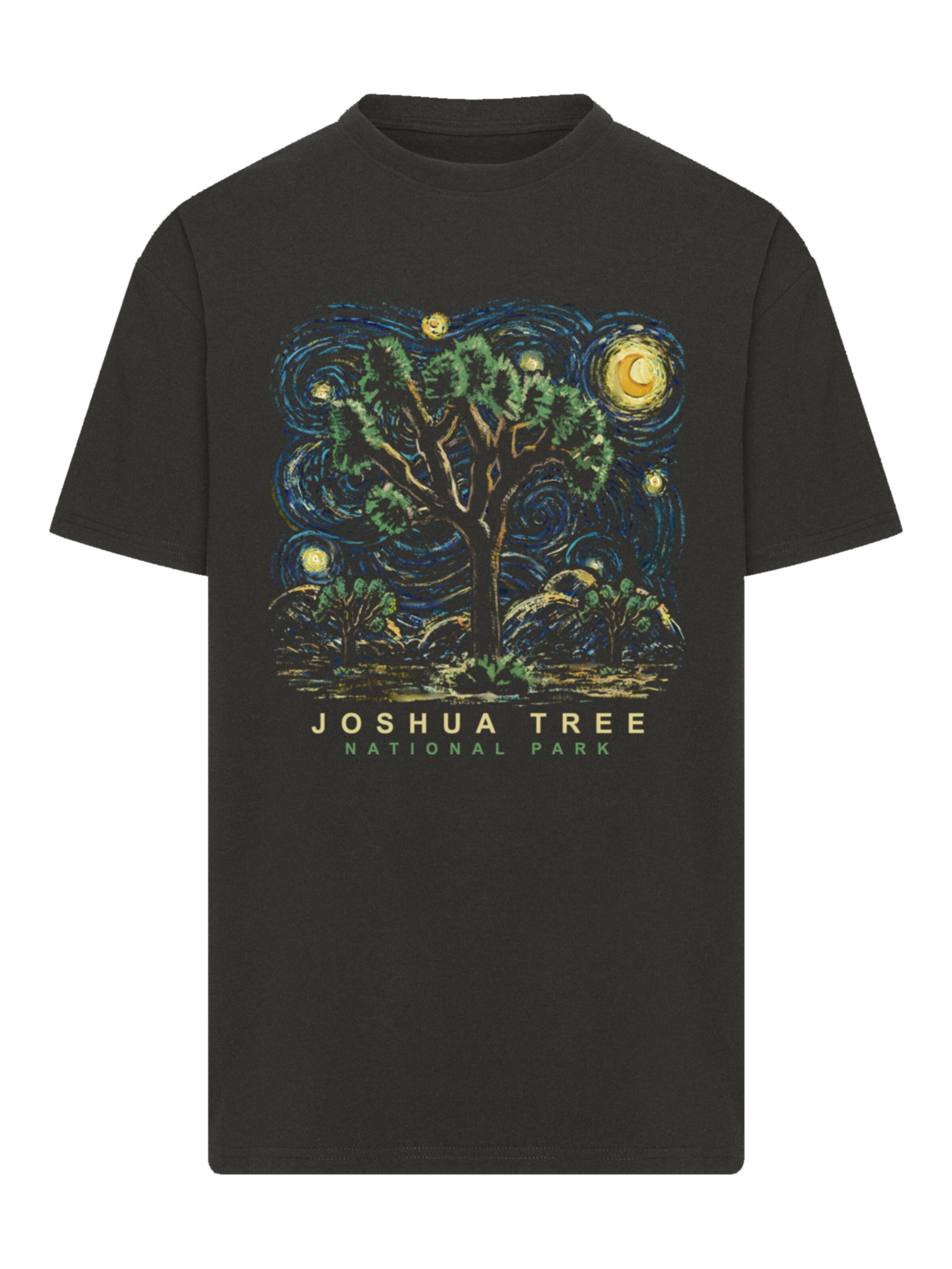 T-Shirt 'US National Parks Joshua Tree Oil On Canvas Style' F4NT4STIC en noir : devant