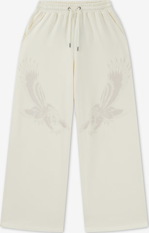 Ed Hardy Wide Leg Housut 'Flying Eagle' värissä beige: etupuoli