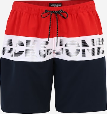 Jack & Jones Plus Plavecké šortky 'FIJI' – červená: přední strana