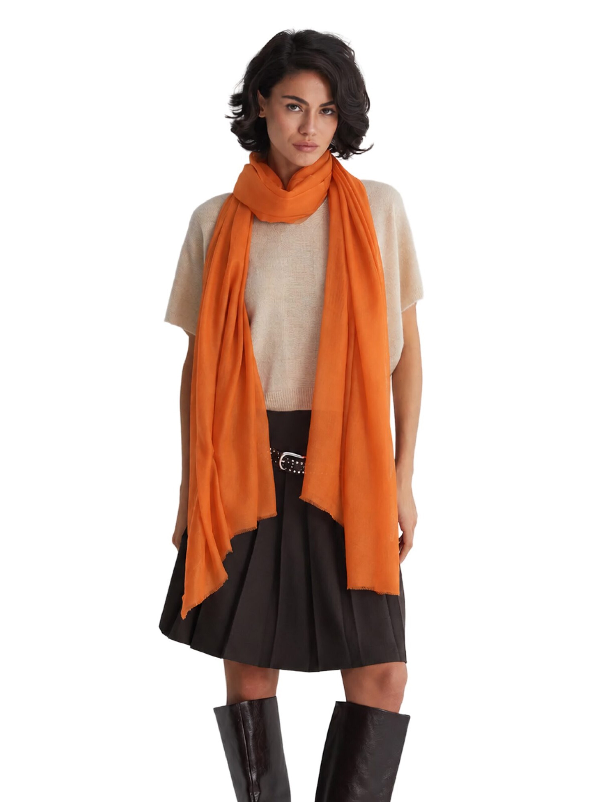 Écharpe SILK & CASHMERE en orange : devant