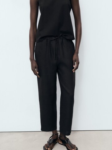 MANGO Loose fit Trousers in Black: front