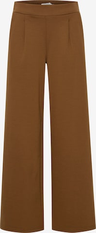 ICHI Pleat-Front Pants in Brown: front