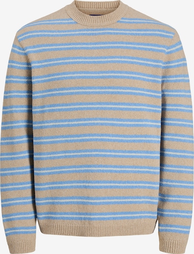 JACK & JONES Pulover 'JORBEN' veličine M u boja devine dlake (camel) / azur / bijela, Pregled proizvoda