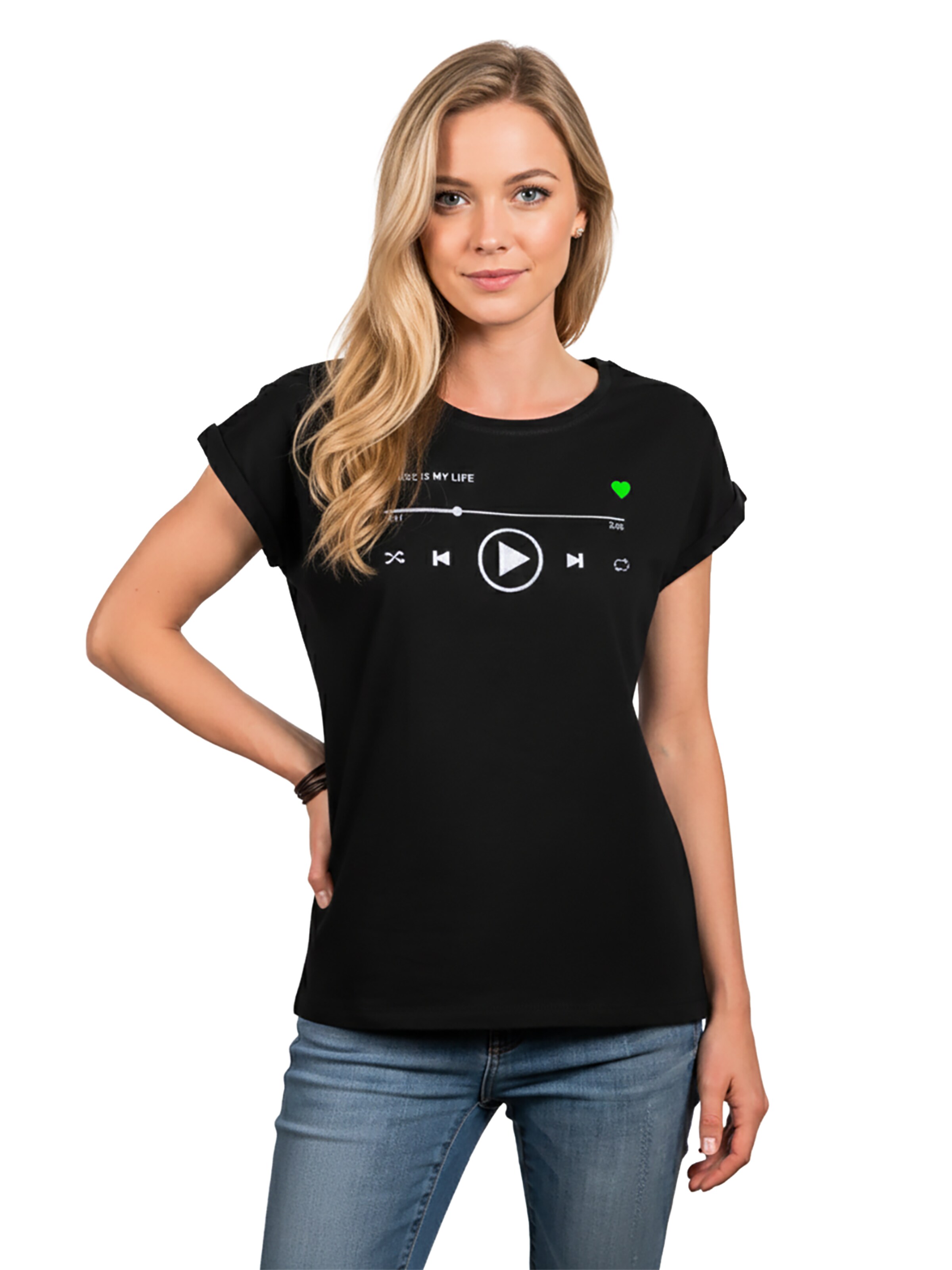 MAKAYA Shirt 'Music Playlist' in Black
