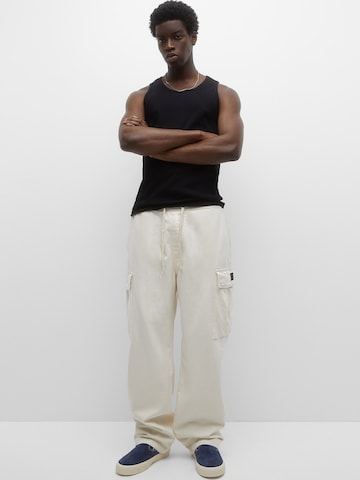 Pull&Bear Loose fit Cargo Jeans in Beige: front