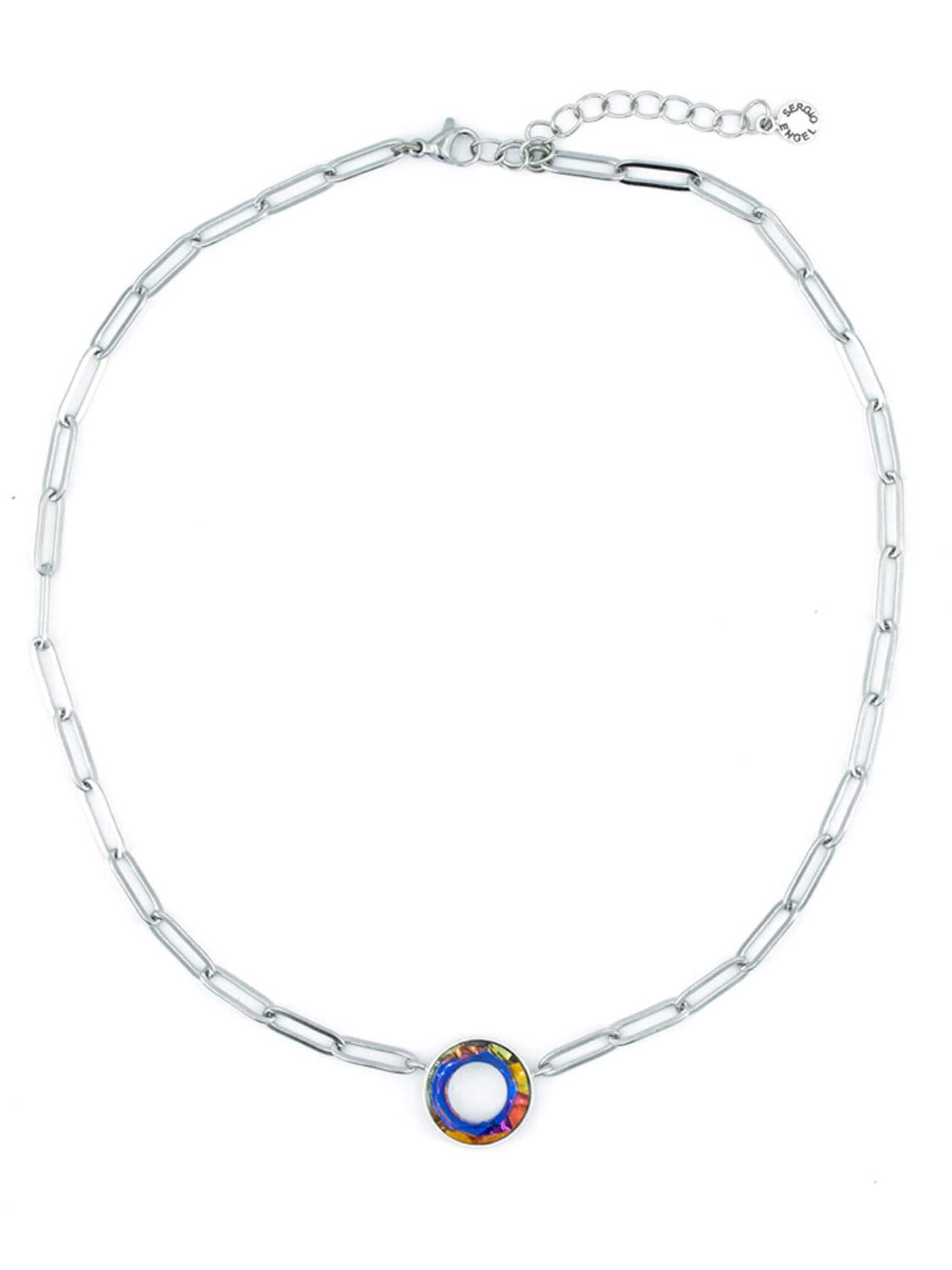 Sergio Engel Necklace 'Cosmic Kette 04 Elegante Edelstahlkette mit Cosmic-Kristall-Anhänger' in 37- 41 in Mandarine, Item view