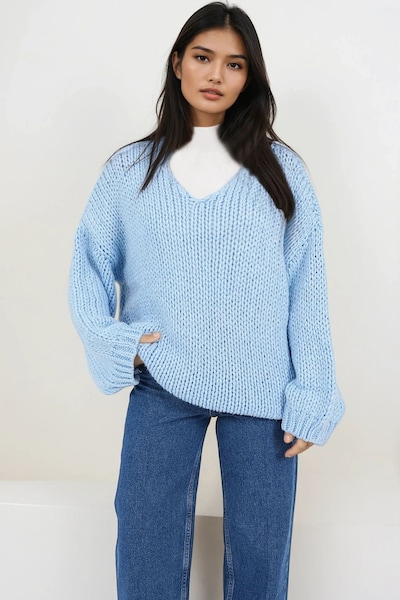 Trend Alaçatı Stili Pull-over en XS-XL en bleu clair, Vue avec produit