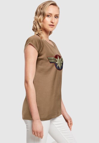 ABSOLUTE CULT Shirt 'Captain Marvel - Chest Emblem' in Bruin