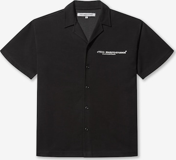 Comfort fit Camicia 'Cuban' di Irasuto Studios in nero: frontale