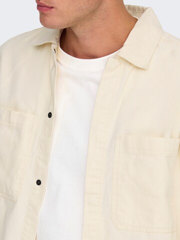 Only & Sons Comfort Fit Jacke 'ONSLEDGER' in Beige