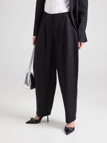 TOPSHOP Barrel Veckad byxa 'BINA' i svart: framsida