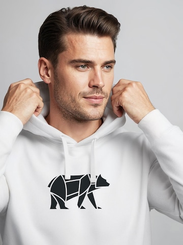 Neverless Sweatshirt 'Bär Lineart Polygon' in White