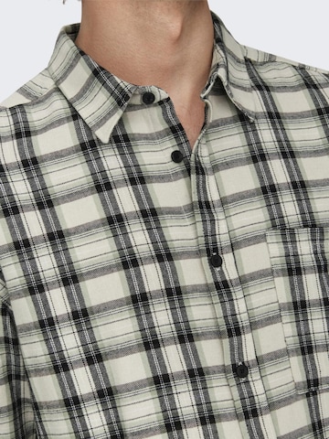 Only & Sons Regular fit Button Up Shirt 'LESTER' in Grey