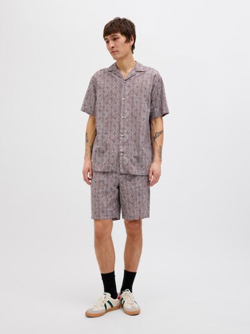 JACK & JONES Comfort fit Button Up Shirt 'JORSeersucker' in Brown