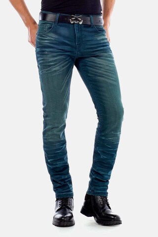 Coupe slim Jean CIPO & BAXX en vert : devant