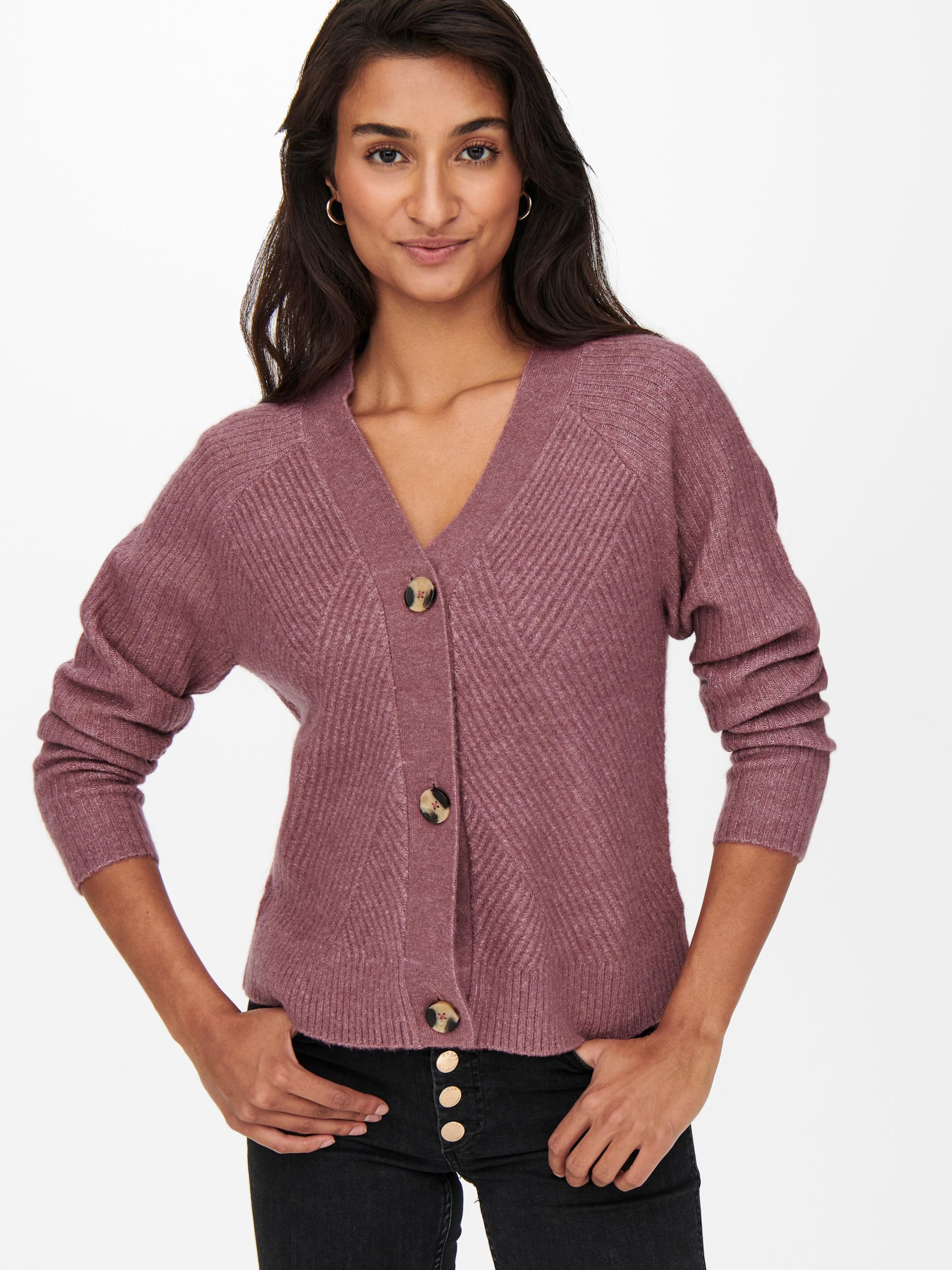 ONLY Strickjacke 'Carol' in Dunkelpink | ABOUT YOU