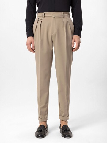 Antioch Tapered Pleat-front trousers in Beige: front