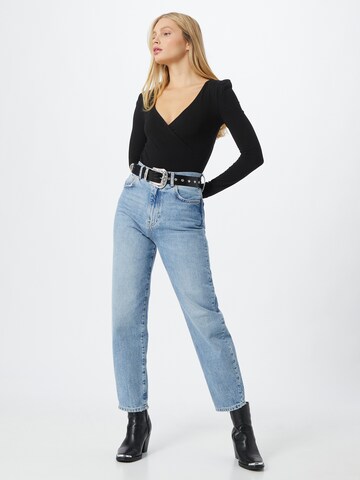 Miss Selfridge Shirt Bodysuit in Black