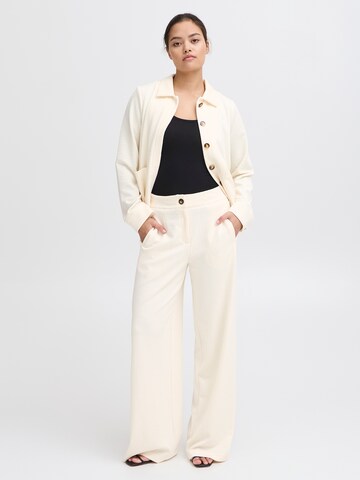 ICHI Loose fit Trousers 'PILLOU' in Beige