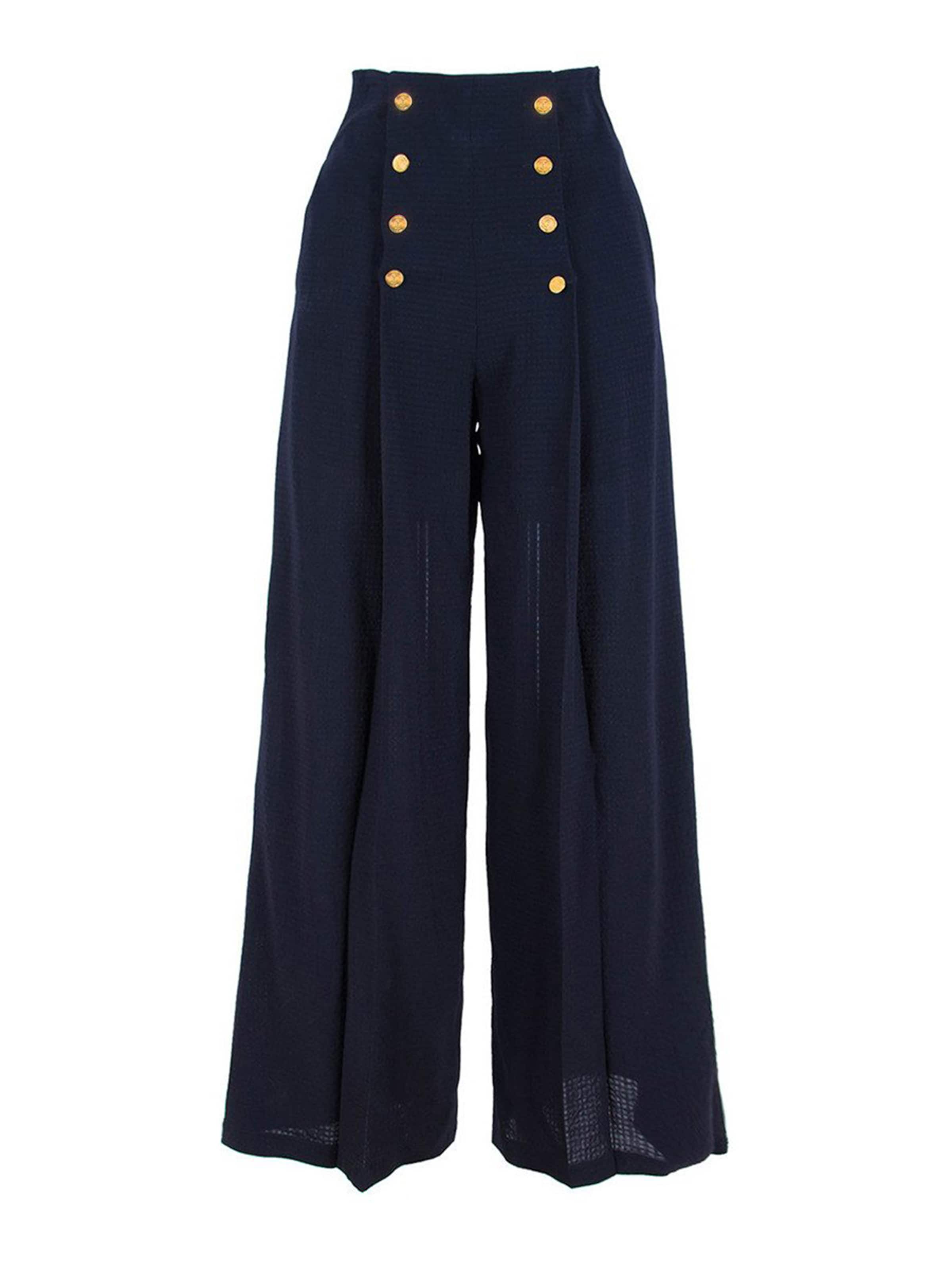 Rua & Rua Wide Leg Bundfaltenhose in Blau: Vorderseite