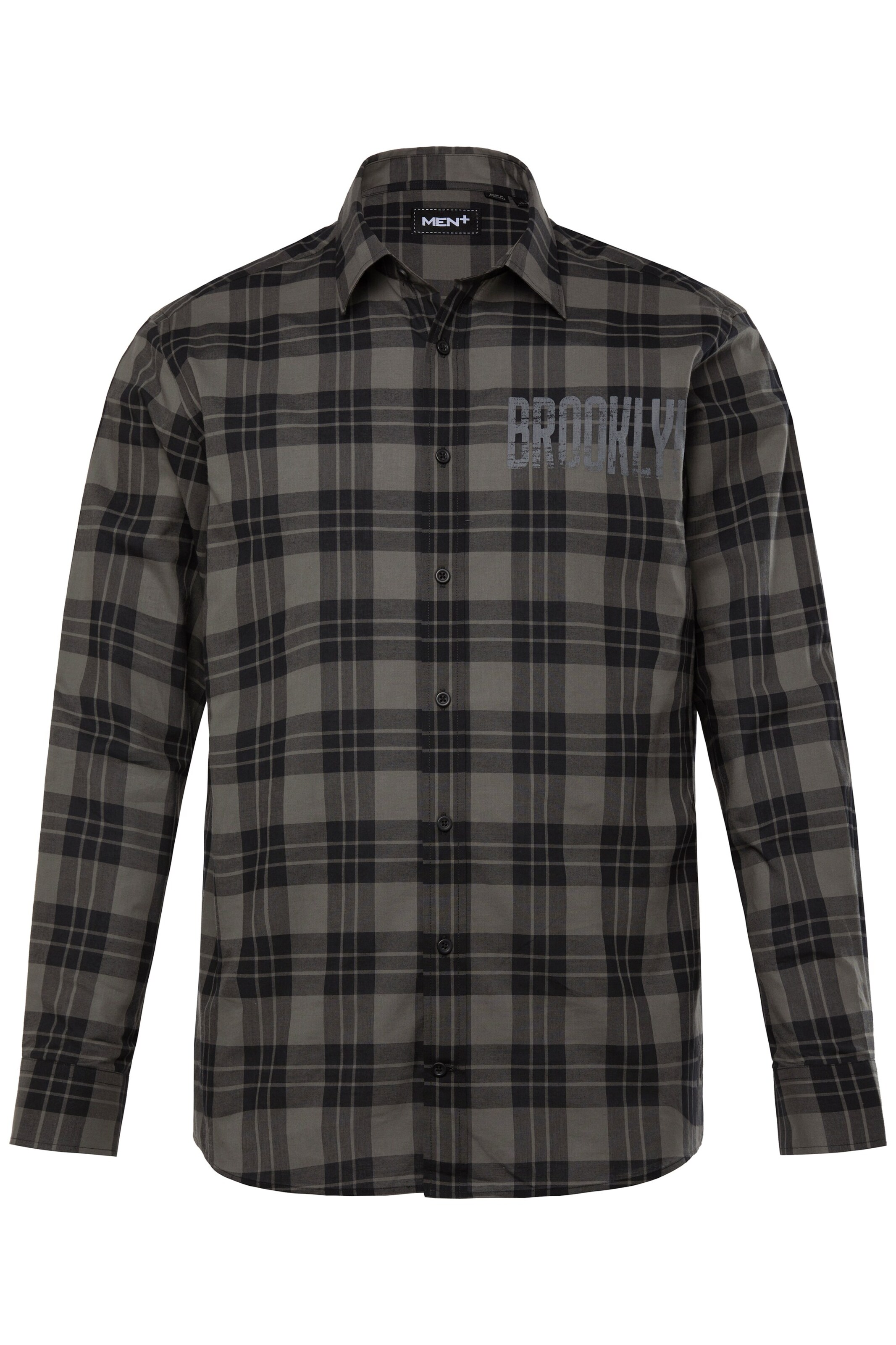 Men Plus Comfort fit Overhemd in Zwart: voorkant