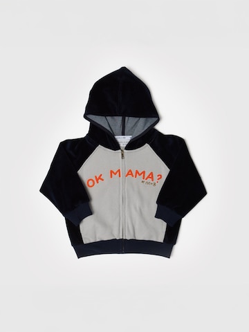 Maru + Bo Sweatshirt 'VELOUR SLEEVE ZIP-UP HOODIE' i sort: forside