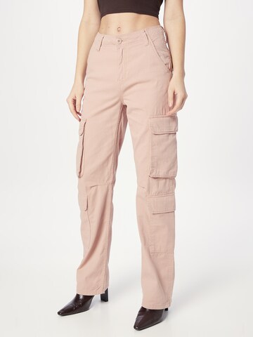 Bershka Wide leg Cargobroek in Roze: voorkant