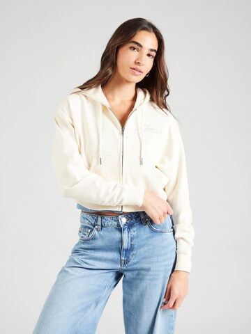 GUESS Originals Sweatjacka 'GO' i beige: framsida