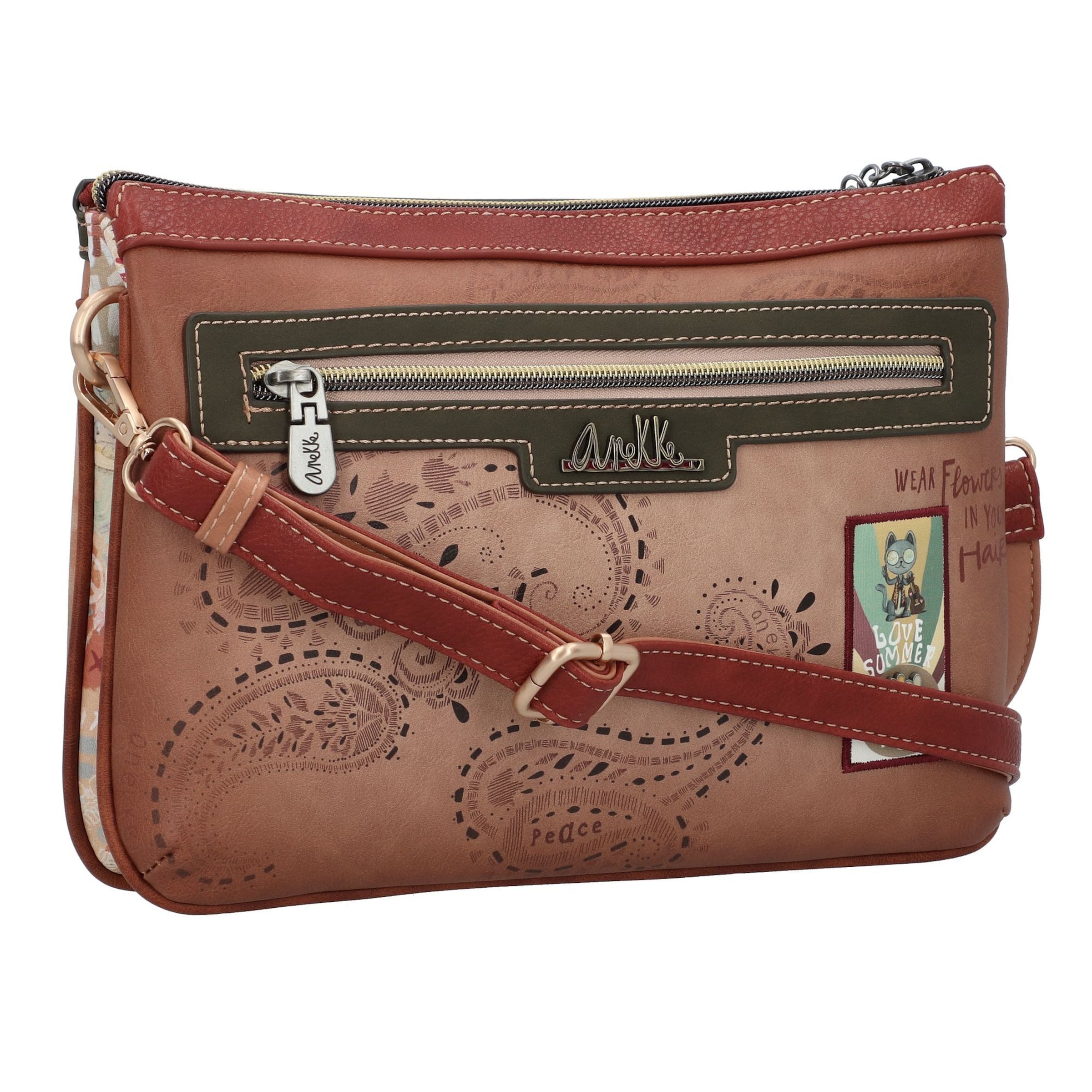 Anekke Umhängetasche 'Peace & Love' in Beige
