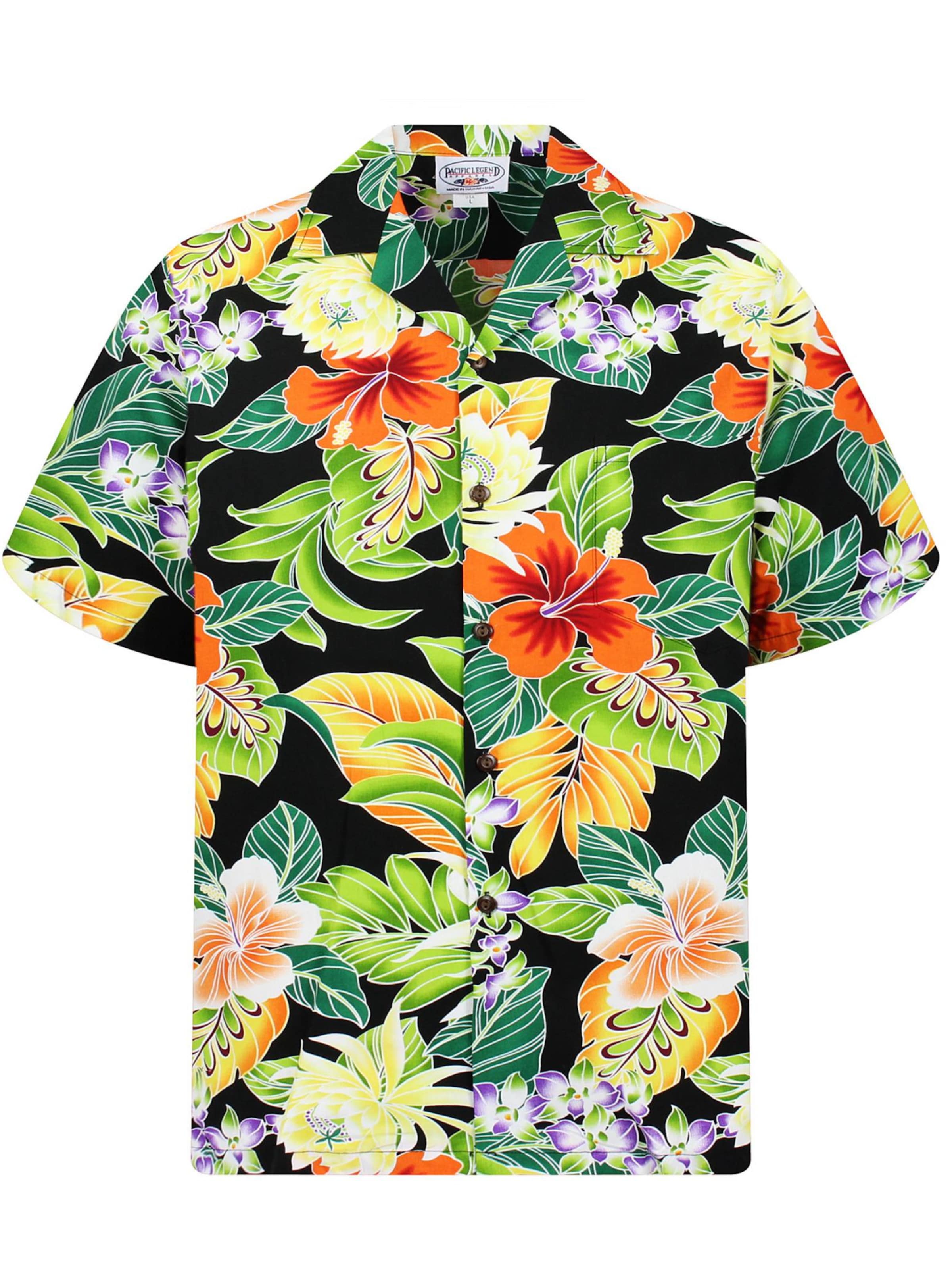 Pacific Legend Button Up Shirt 'New Flower' in Black: front