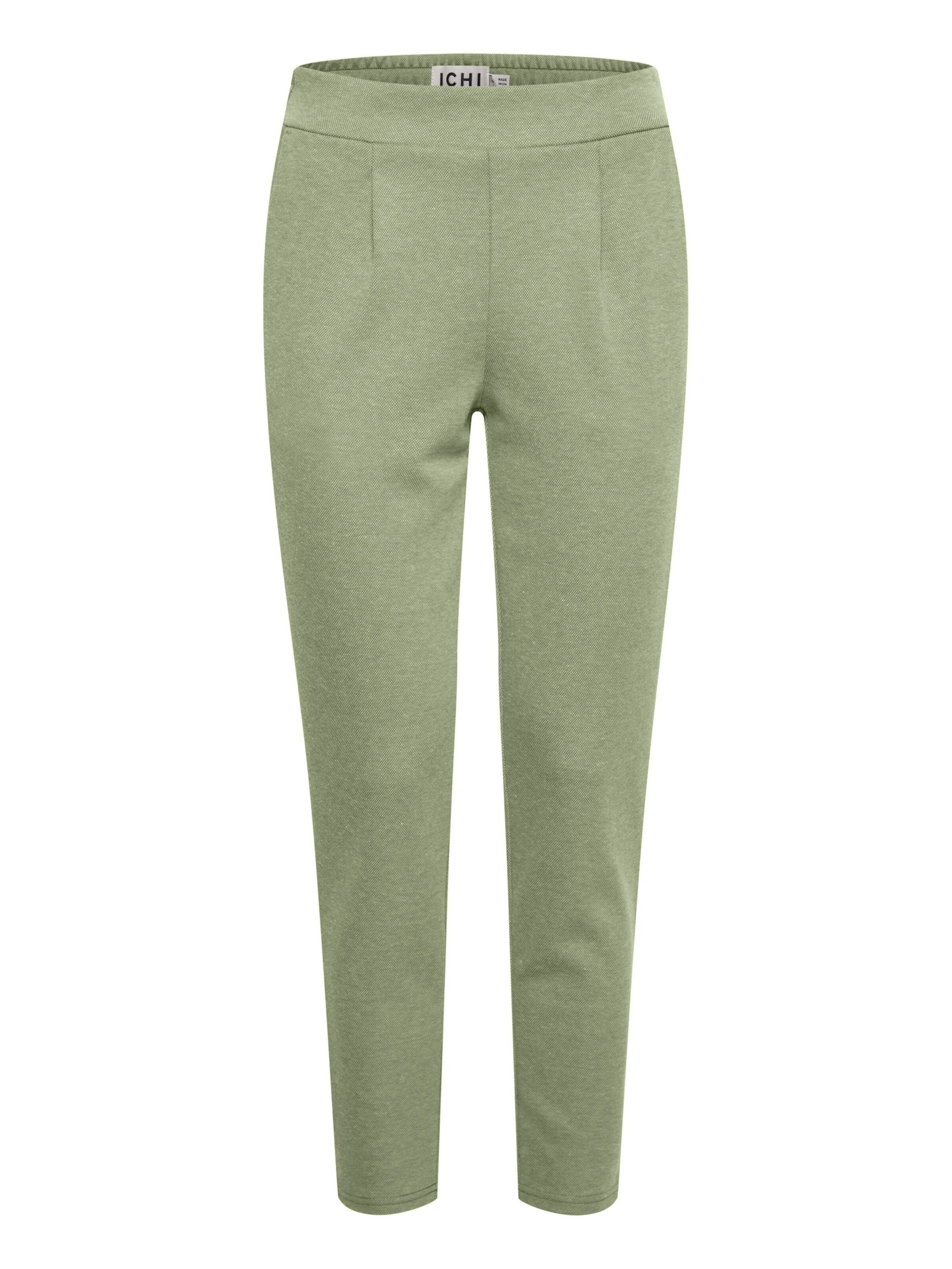 ICHI Tapered Pleat-front trousers 'IHKate' in Green: front