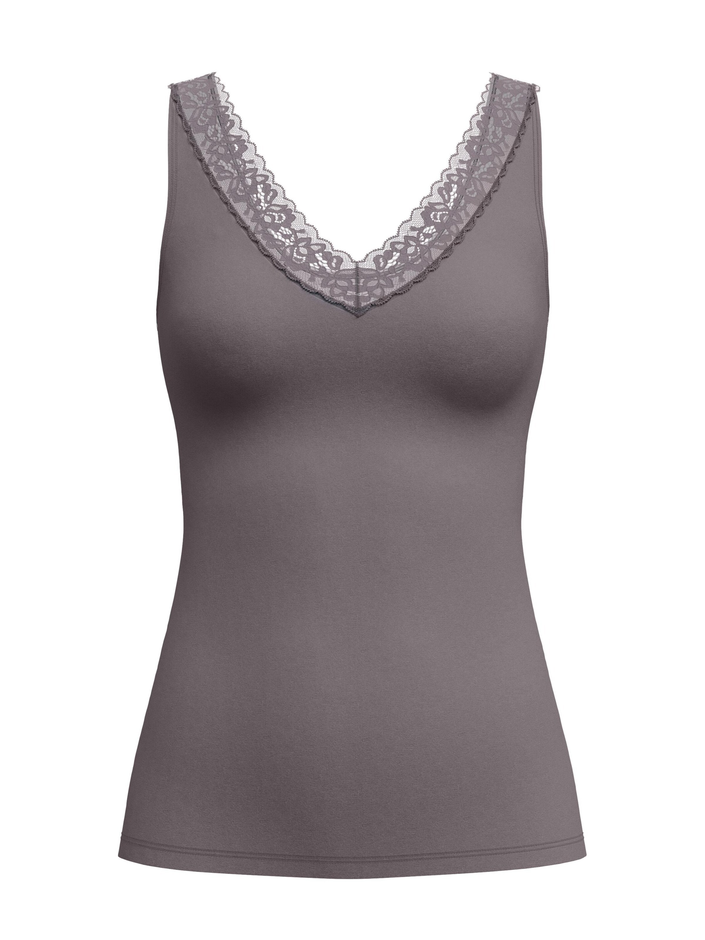 CALIDA Onderhemd 'Natural Comfort Lace' in Bruin: voorkant