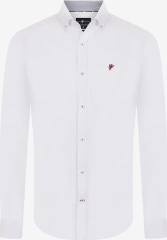 DENIM CULTURE Regular fit Button Up Shirt 'HUGO' in White: front