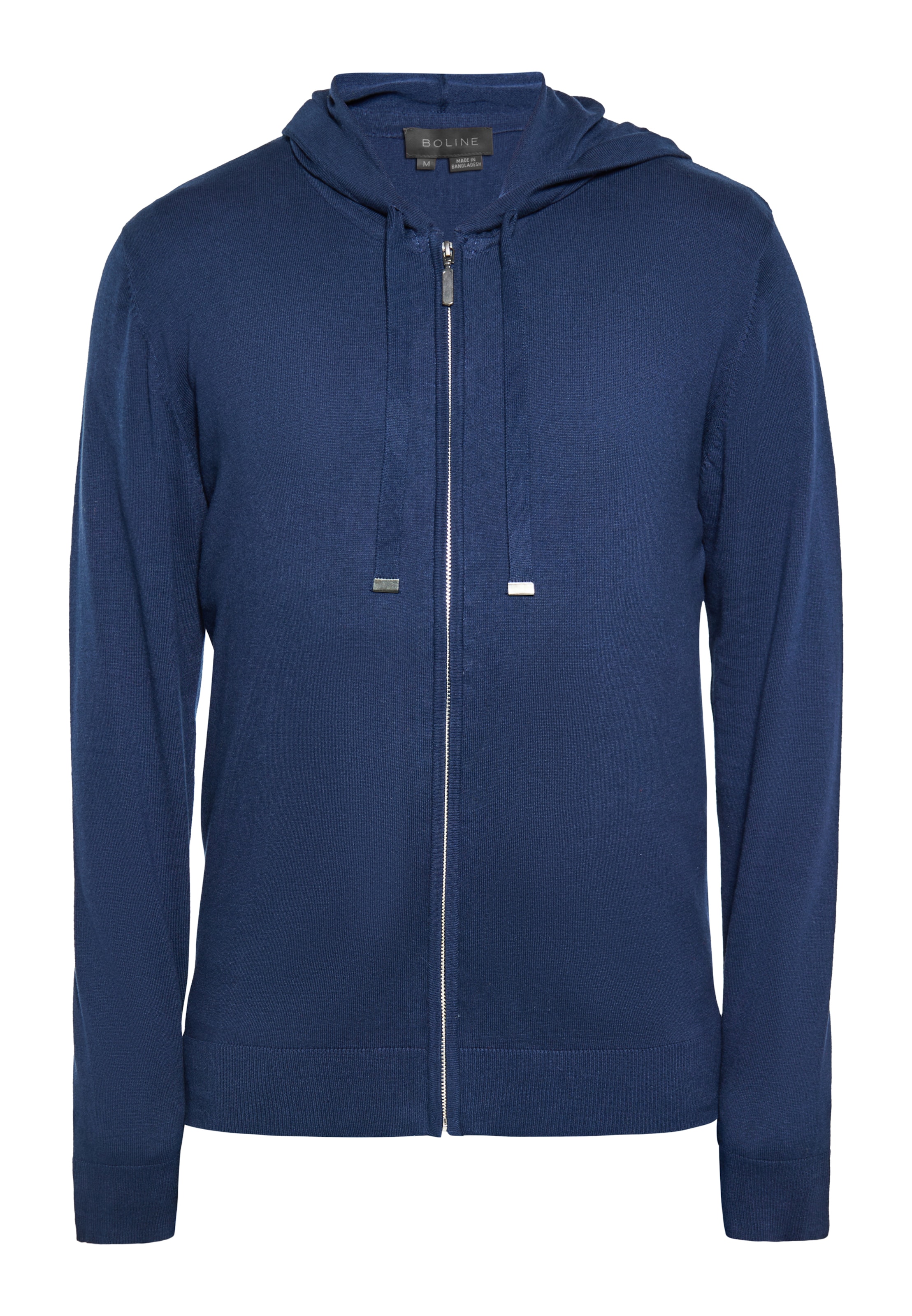 Geacă tricotată de la boline pe albastru: față