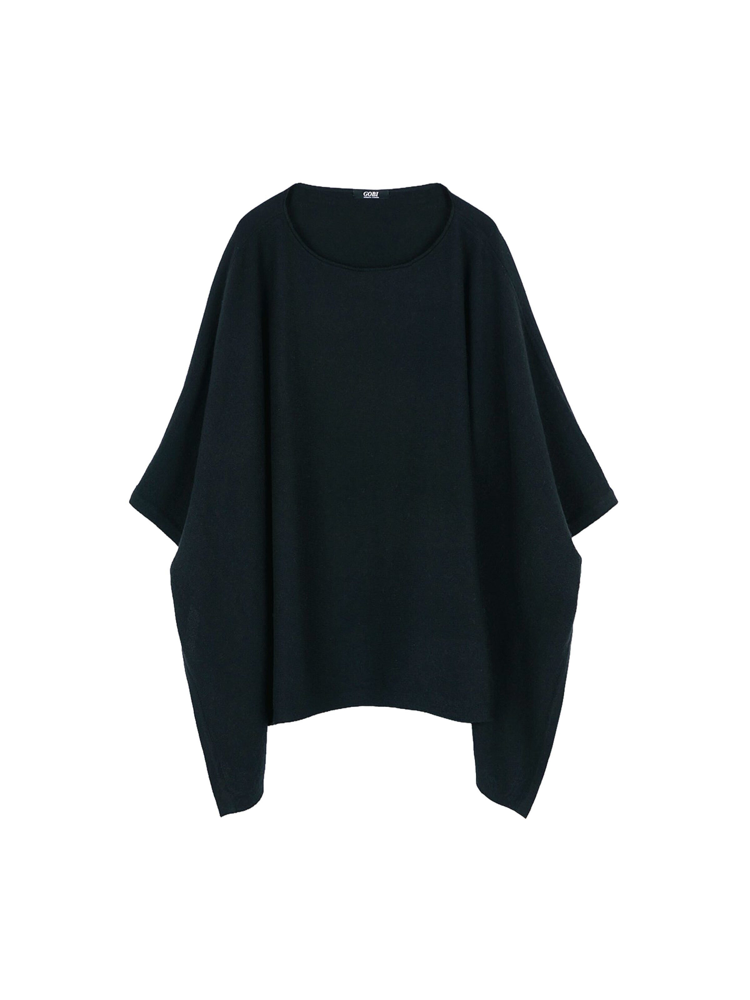 GOBI Cashmere - Jersey 'Women's Boat-Neck Cashmere Poncho' en negro: frente