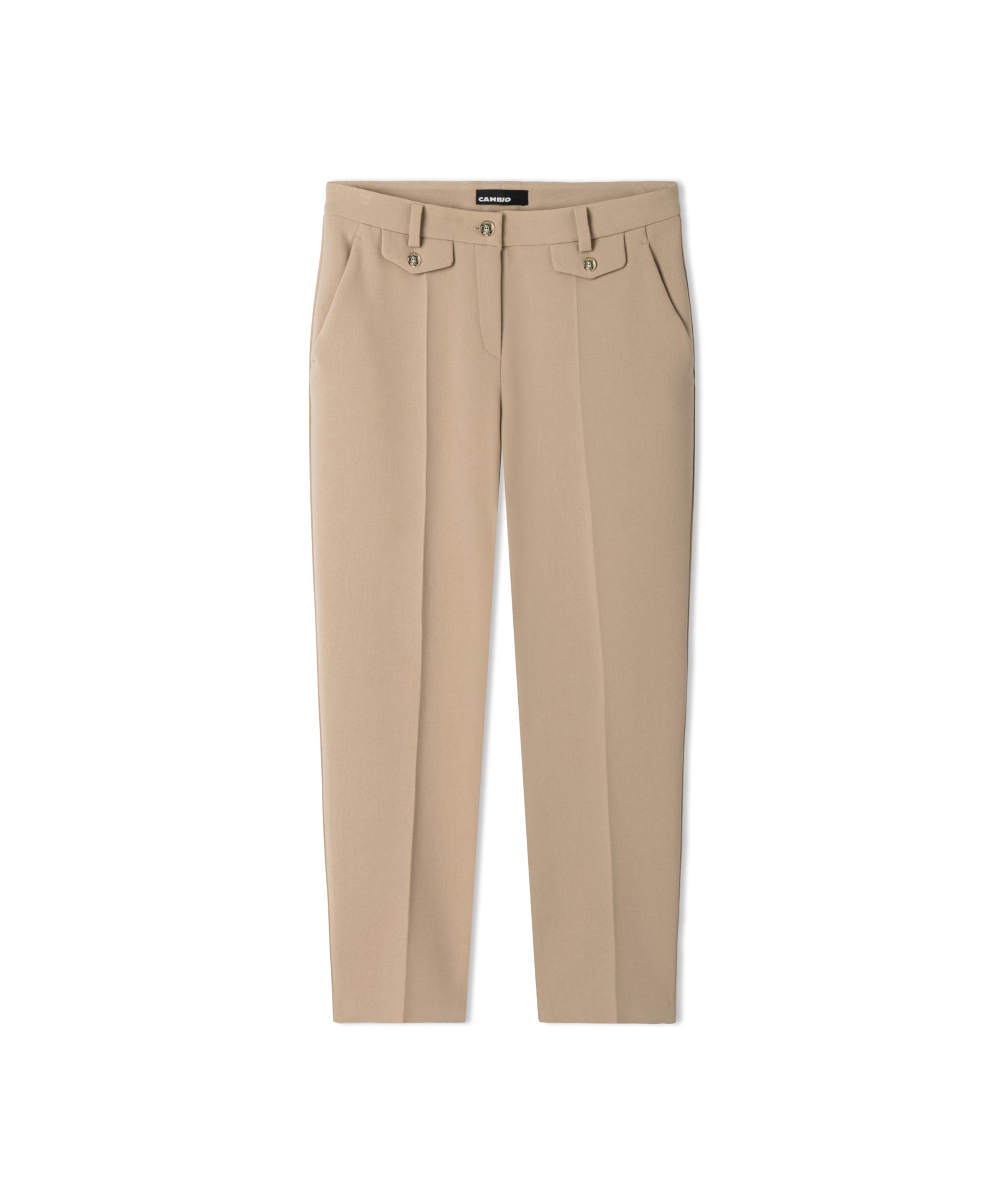 Cambio Regular Bundfaltenhose 'Krystal' in Beige: Vorderseite