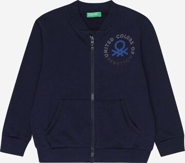 UNITED COLORS OF BENETTON Zip-Up Hoodie in Blue: front