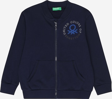 UNITED COLORS OF BENETTON Zip-Up Hoodie in Blue: front