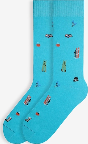 Von Jungfeld Socken 'Signature Icons' in Blau: Vorderseite