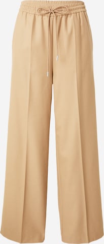 BOSS Black Wide leg Pleated Pants 'Tavite' in Beige: front