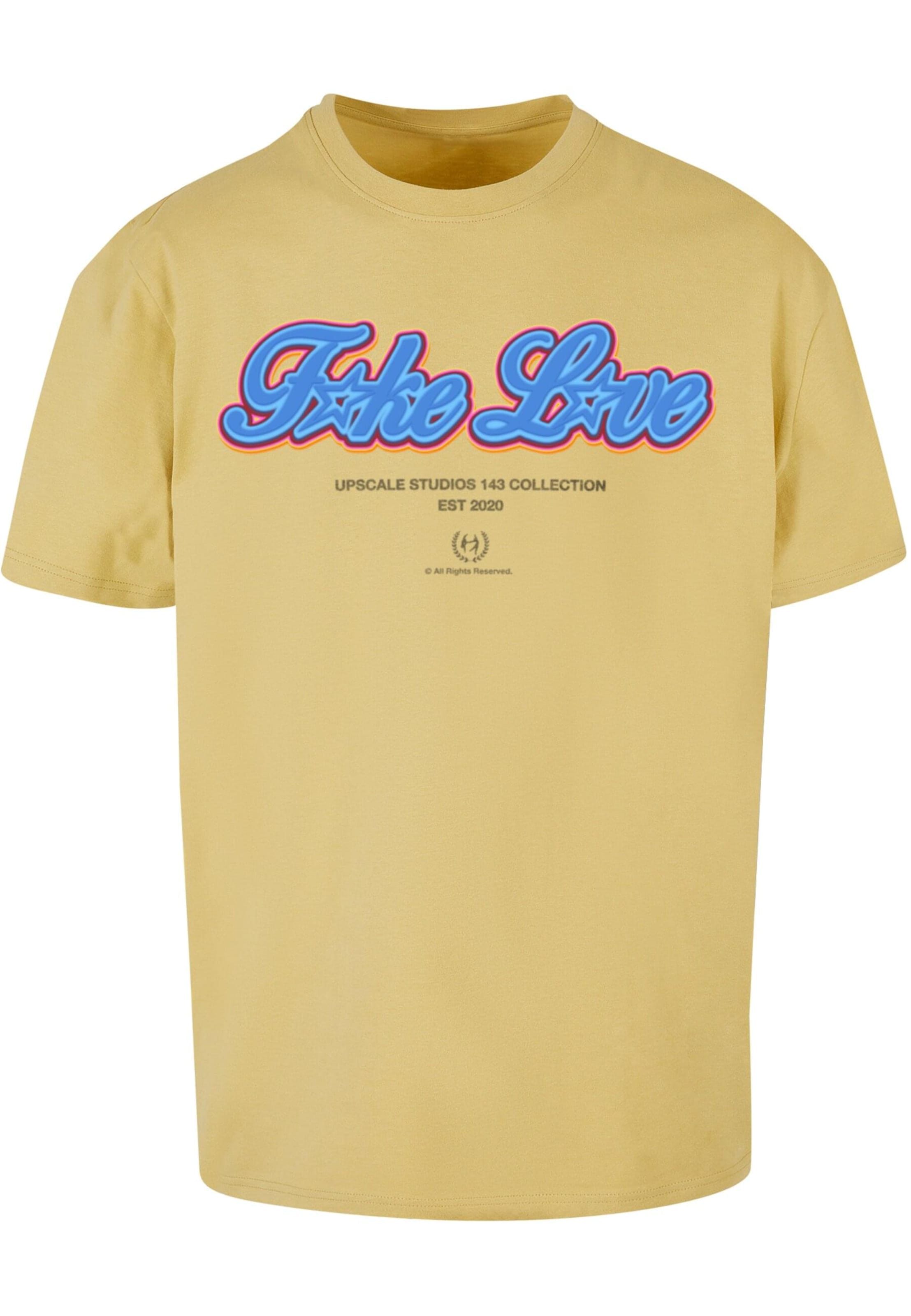 Tricou 'F*ke L*ve' de la MT Upscale pe galben: față