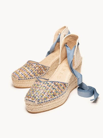 Alhamas Sandaal 'Alpargata Cuña 8 cm' in Blauw